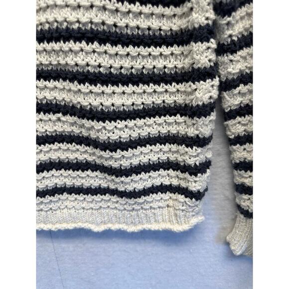 Madewell Knit Crochet Pullover Blue White Nautical Sweater Small - Picture 2 of 8